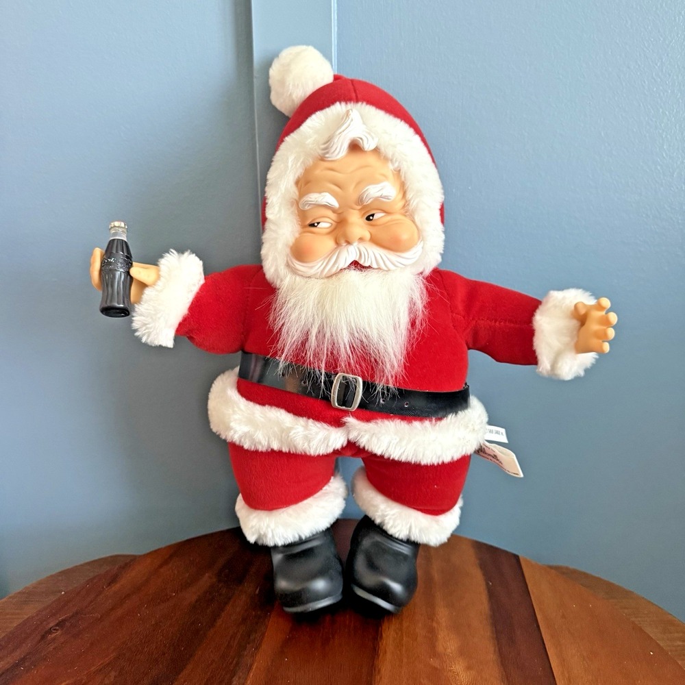 Vintage Coca-Cola Santa 15" Rubber Face Coke Bottle 1988 Goldsmiths Exclusive